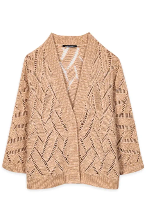Luisa Cerano Damen Strickjacke aus Alpaka-Mix Cappuccino