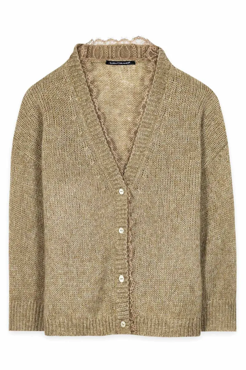 Luisa Cerano Damen Cardigan aus Alpaka-Mix Salbei