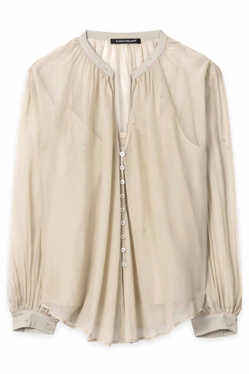 Luisa Cerano Damen Bluse mit Kristallsteinen Ginger