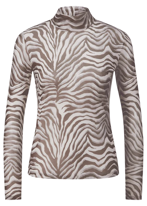 Riani Damen Mesh Shirt Oat Patterned