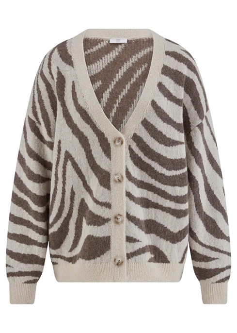 Riani Damen Zebra-Strickjacke Oat Patterned