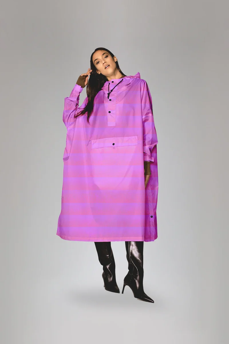 Rainkiss Unisex Regenponcho Seeing Stripes Lila