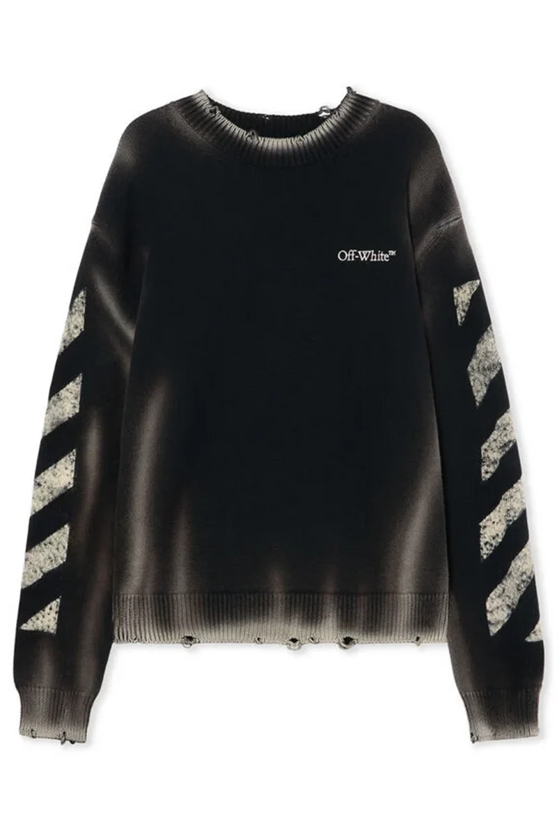 Off-White Herren Diag Corrosion Crewneck Sweater Schwarz