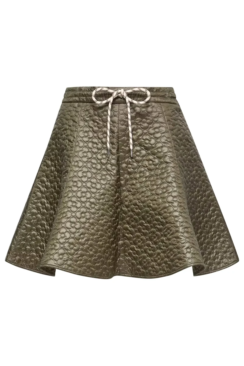 Moncler Damen Minirock mit Blumensteppung Olive