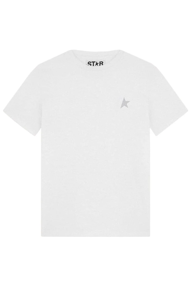 Golden Goose Damen T-Shirt Small Star Glitter Weiss