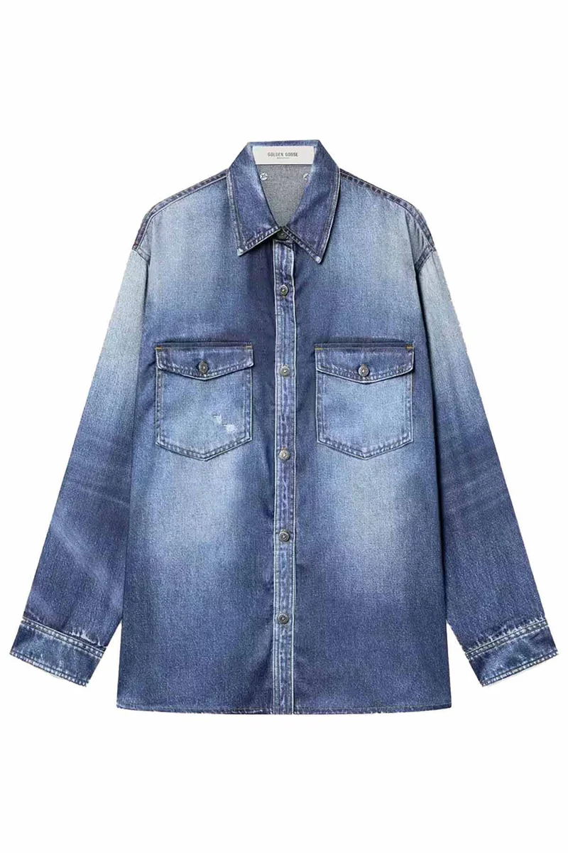 Golden Goose Damen Oversized-Bluse in Denim Optik Blau
