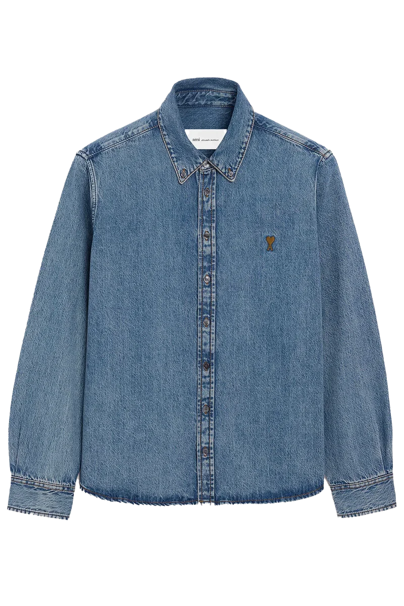 AMI Paris Herren Jeanshemd Blau