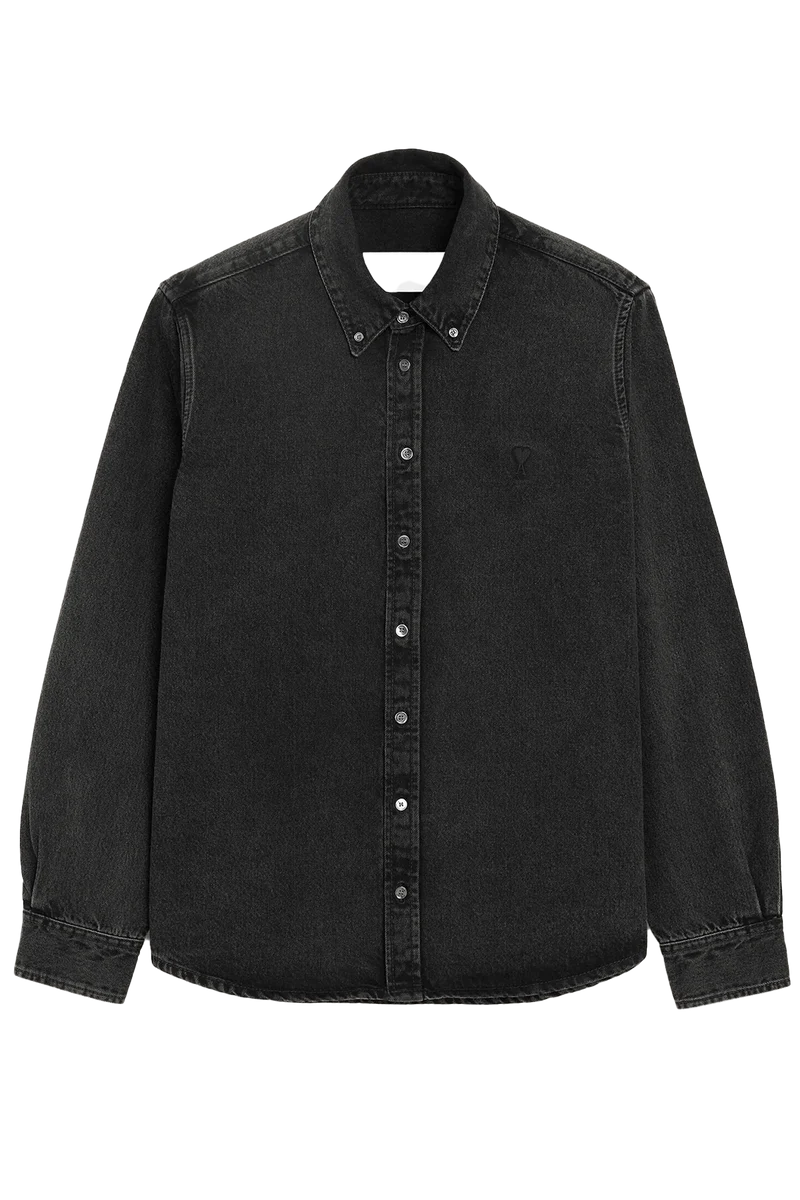 AMI Paris Herren Jeanshemd Schwarz