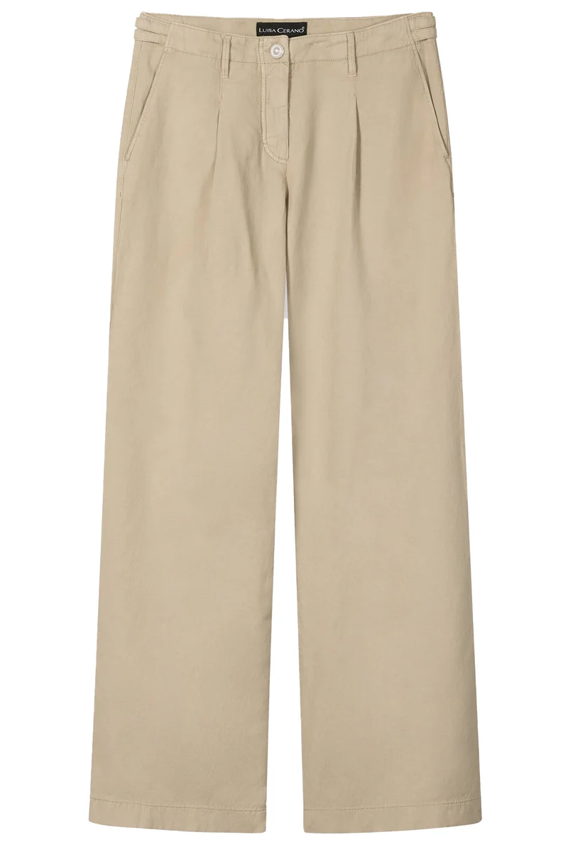 Luisa Cerano Damen Wideleg-Chino aus Leinen-Mix Sand