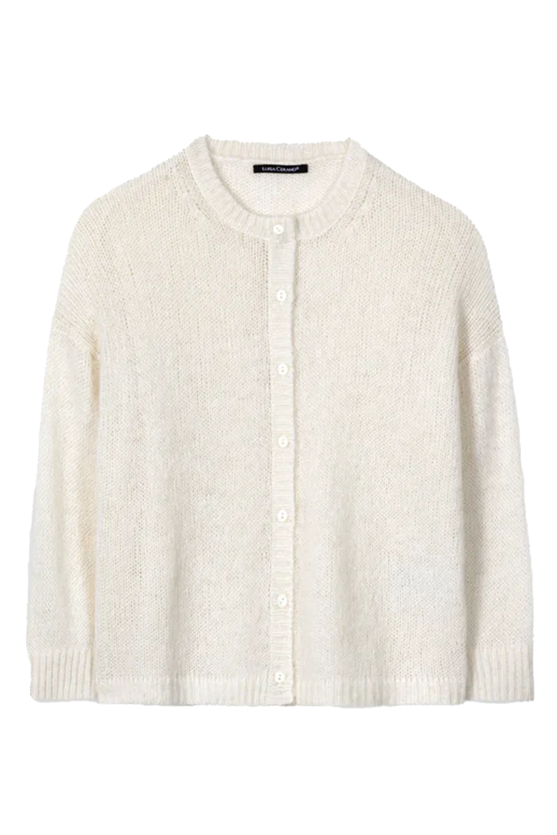 Luisa Cerano Damen Strickjacke aus Alpaka-Mix Milk