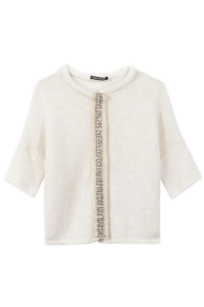 Luisa Cerano Damen Strickjacke aus Alpaka-Mix Milk