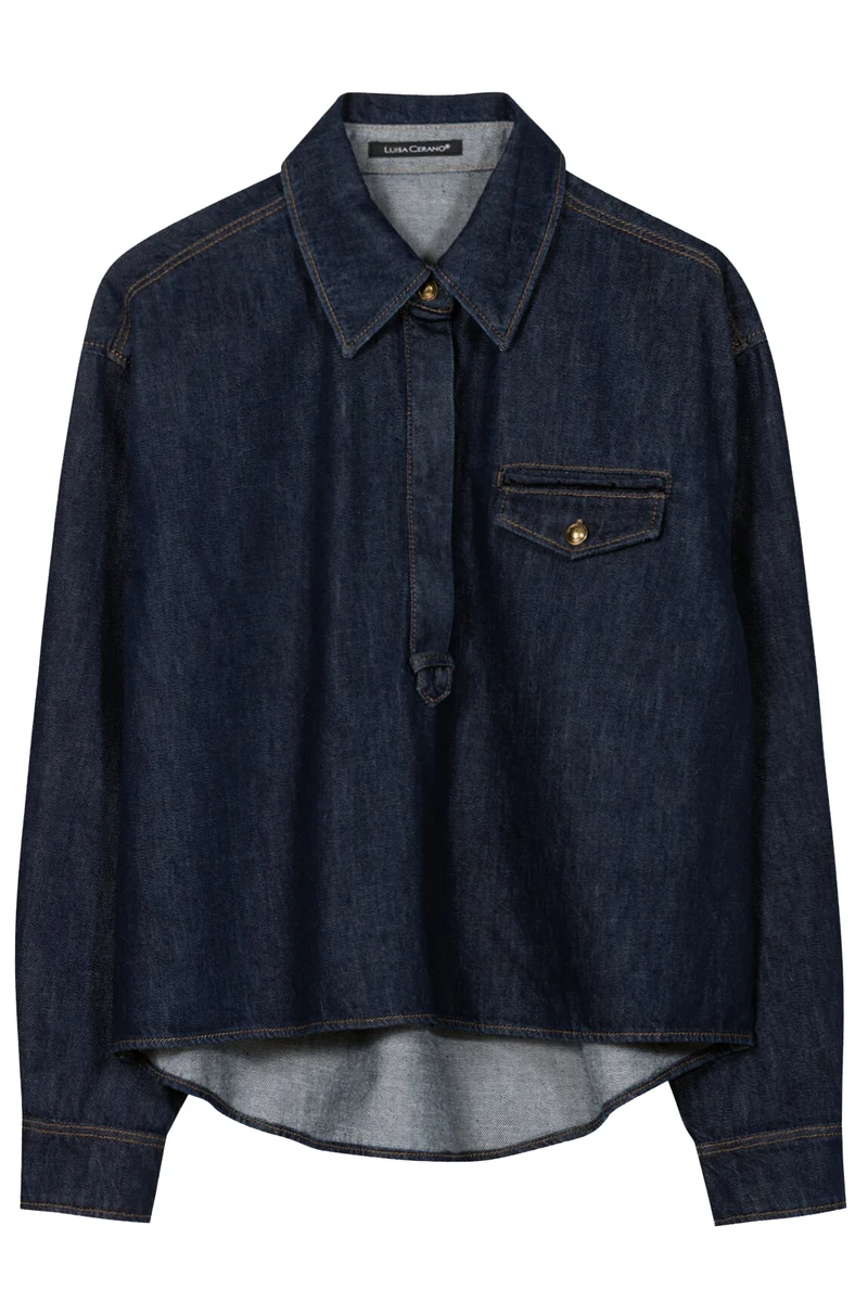 Luisa Cerano Damen Denim-Bluse Navy
