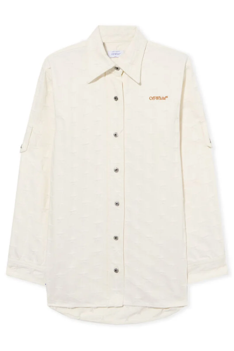 Off-White Damen Star Jacq Denim Shirt Jacke Weiss