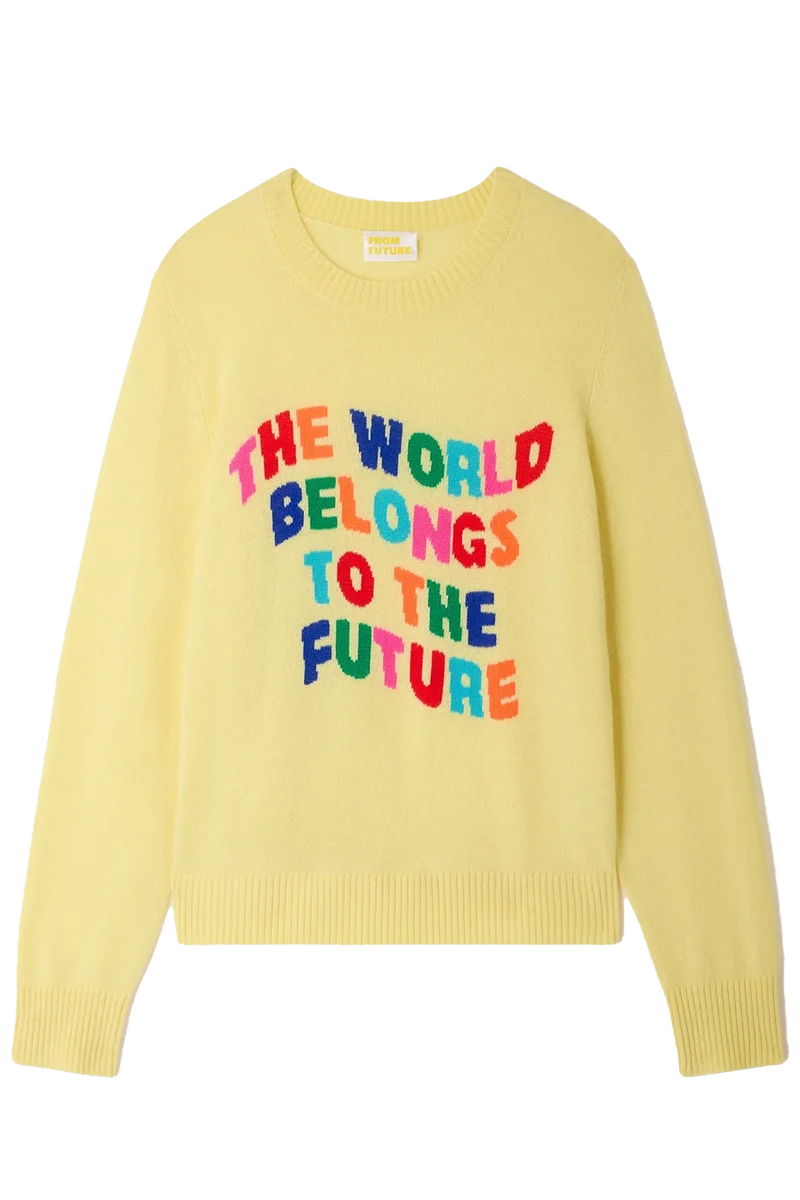 FROM FUTURE Damen Kaschmirpullover Intarsia Star Yellow