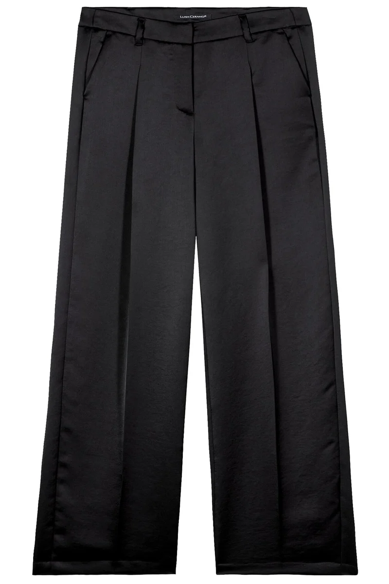 Luisa Cerano Damen Wide-Leg Pants mit Bundfalte, Schwarz