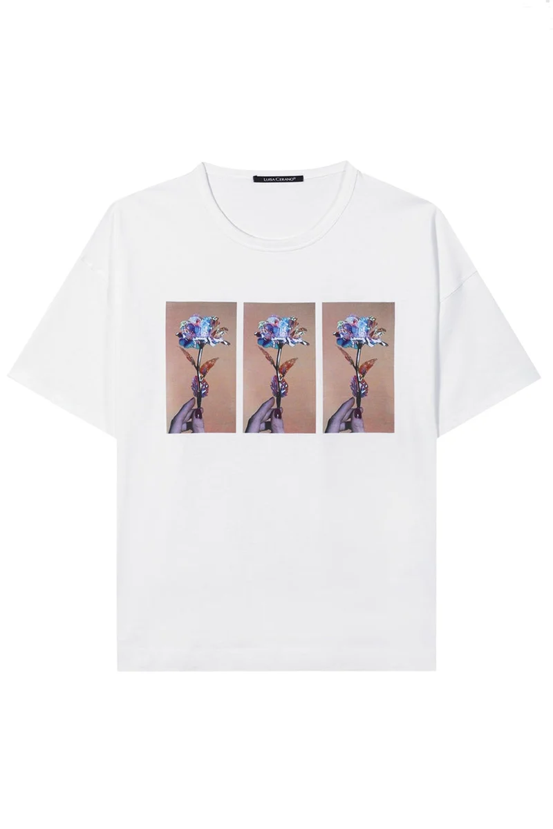 Luisa Cerano Damen T-Shirt mit Print Weiss