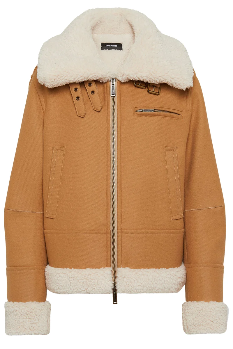 Dsquared2 Damen Wolljacke Easy Aviator Camel