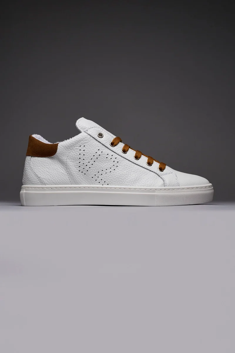 TENNIS - Sneakers a suola bassa Bianca con retro e lacci Cuoio