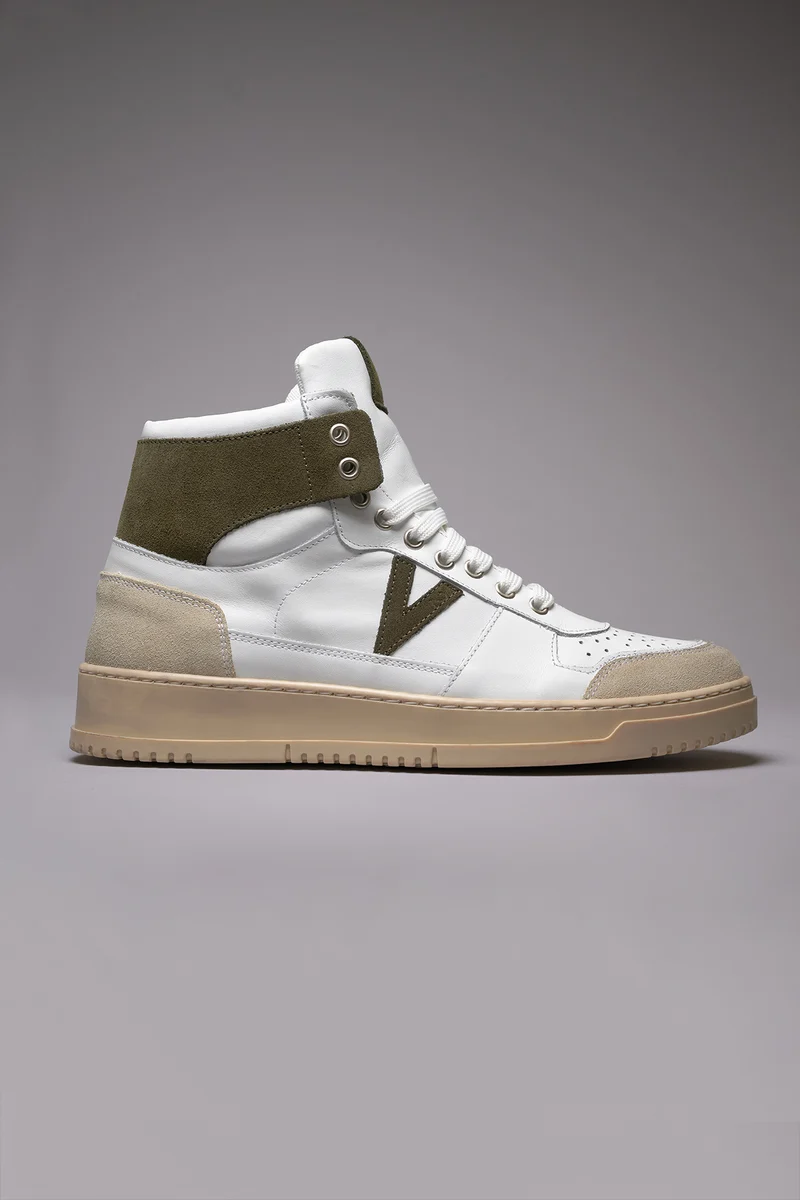 COLLEGE HIGH - Sneakers Alte con retro e inserto Verde Militare