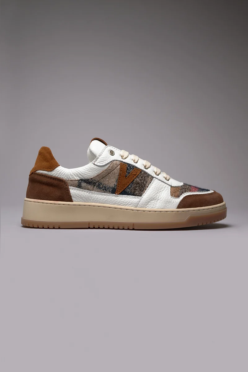 COLLEGE - Sneakers Bicolor Cuoio e Moro con inserti in tessuto V2