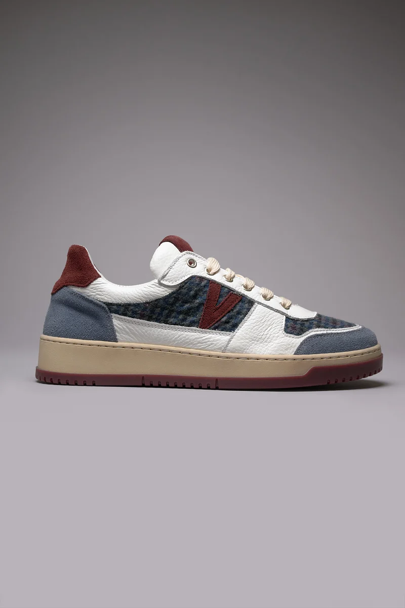 COLLEGE - Sneakers Bicolor Bordeaux e Jeans con inserti in tessuto V2