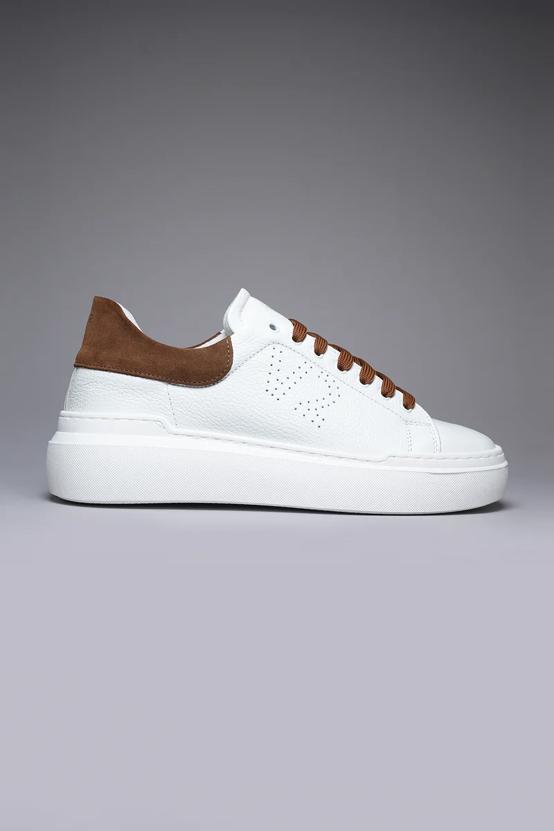 HAMMER - Sneakers a suola alta in pelle martellata con retro scamosciato e lacci Moro