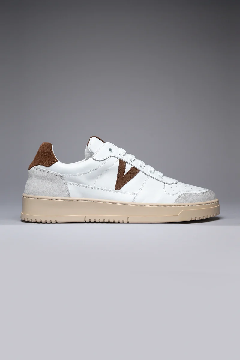 COLLEGE - Sneakers Bianca con retro e inserto scamosciato Moro
