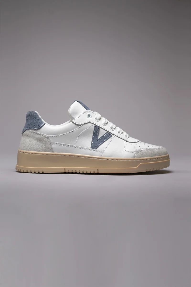 COLLEGE - Sneakers Bianca con retro e inserto scamosciato Jeans