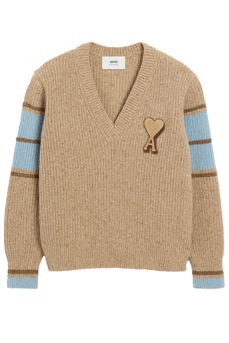 AMI Paris Herren College-Strickpullover Braun