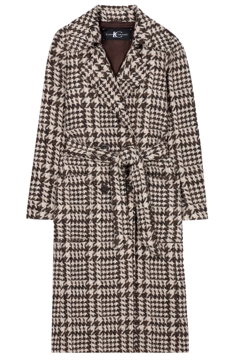 Luisa Cerano Damen Glencheck-Mantel mit Gürtel, Multi