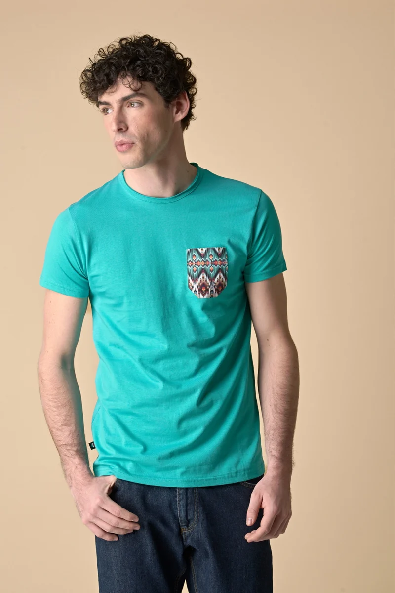 T-Shirt Verde Acqua con Taschino in tessuto V2