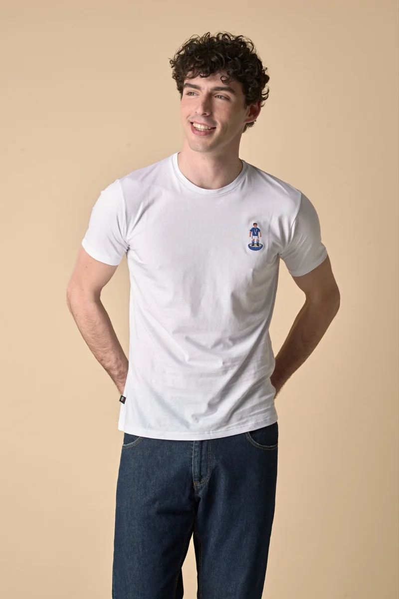 T-Shirt Bianca con ricamo frontale Giocatore e stampa sul retro