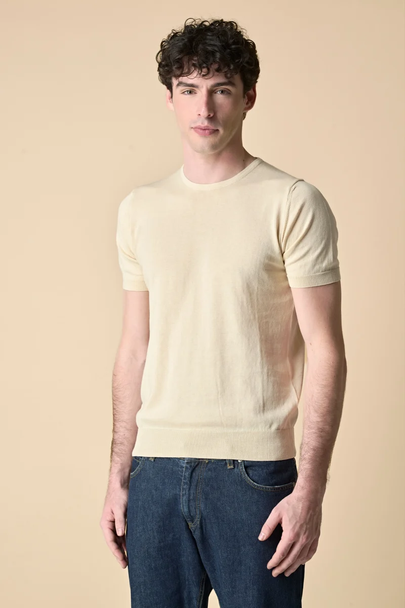 T-Shirt in maglieria puro cotone Sabbia