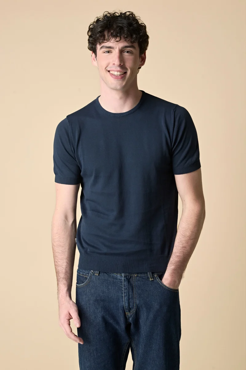 T-Shirt in maglieria puro cotone Blu