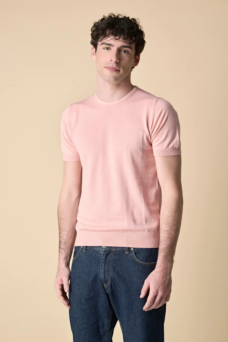 T-Shirt in maglieria puro cotone Rosa Cipria