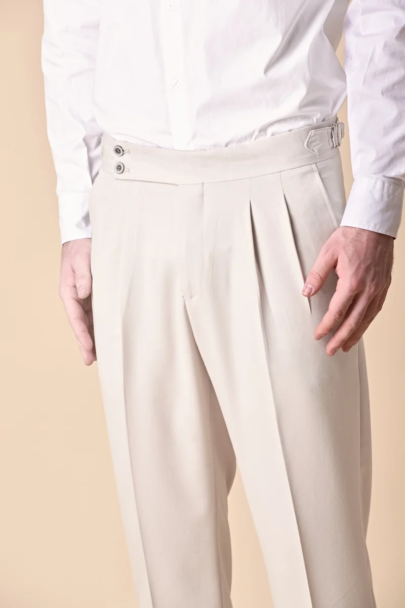 Pantalone alta sartoria Sabbia con doppia fibbia