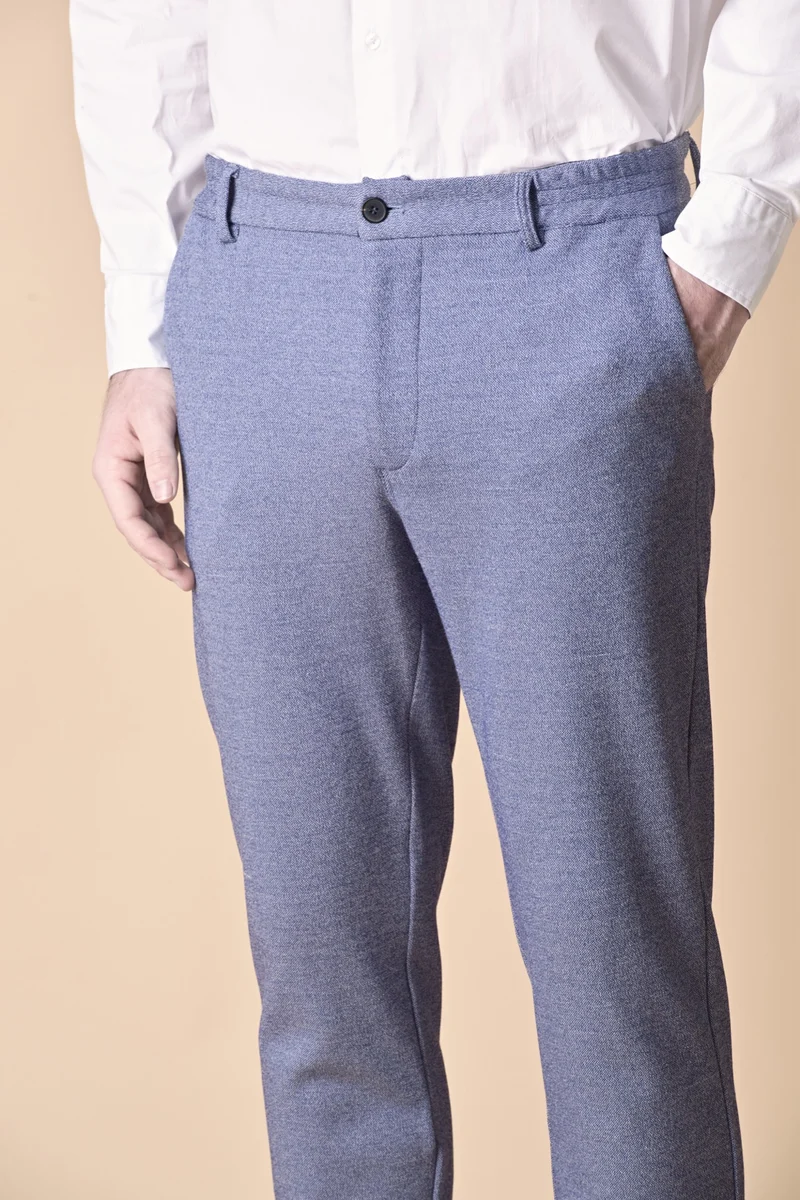 Pantalone Sartoriale Classico in Jersey Melange Blu
