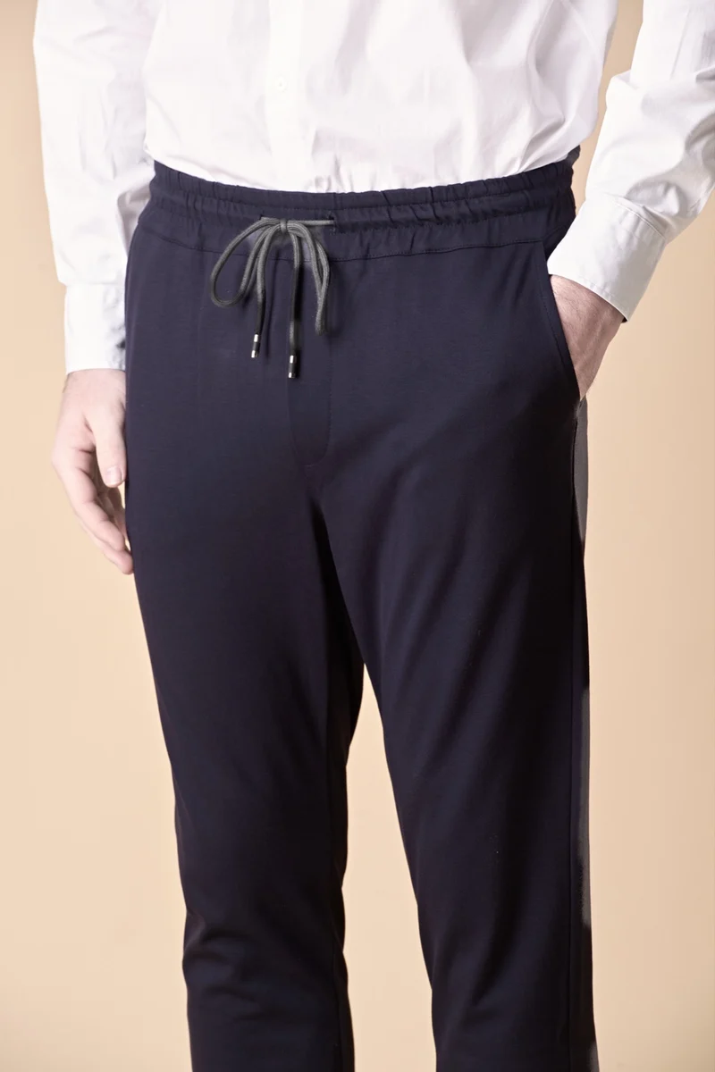 Pantalone Sartoriale in Jersey Blu con elastico in vita