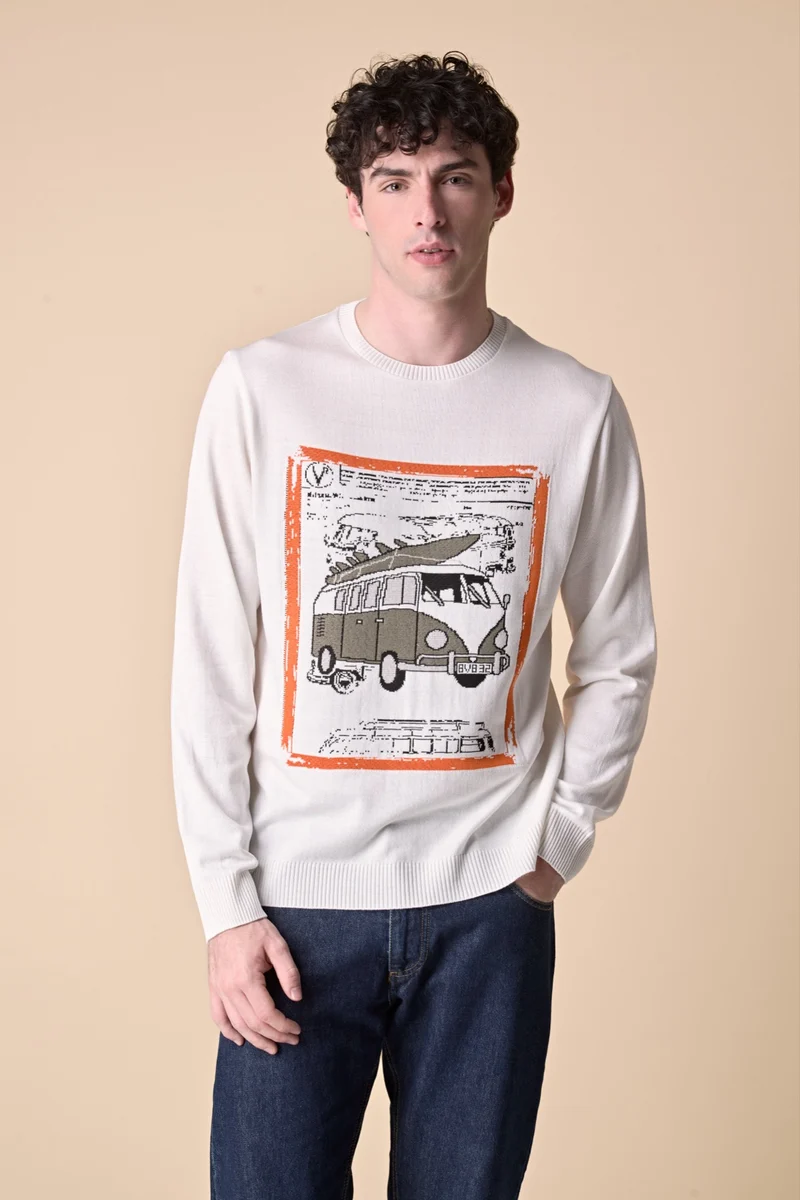 Maglioncino Panna con intarsio Camper