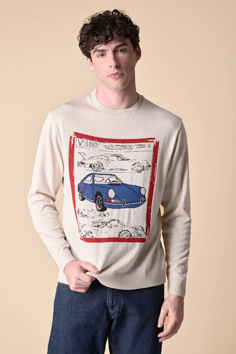 Maglioncino Sabbia con intarsio Supercar