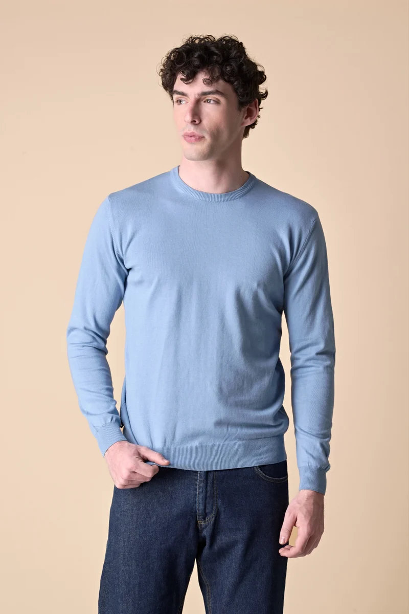 Maglioncino Puro Cotone Azzurro