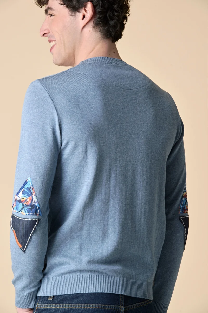 Maglioncino Jeans con toppe ricamate in tessuto V2