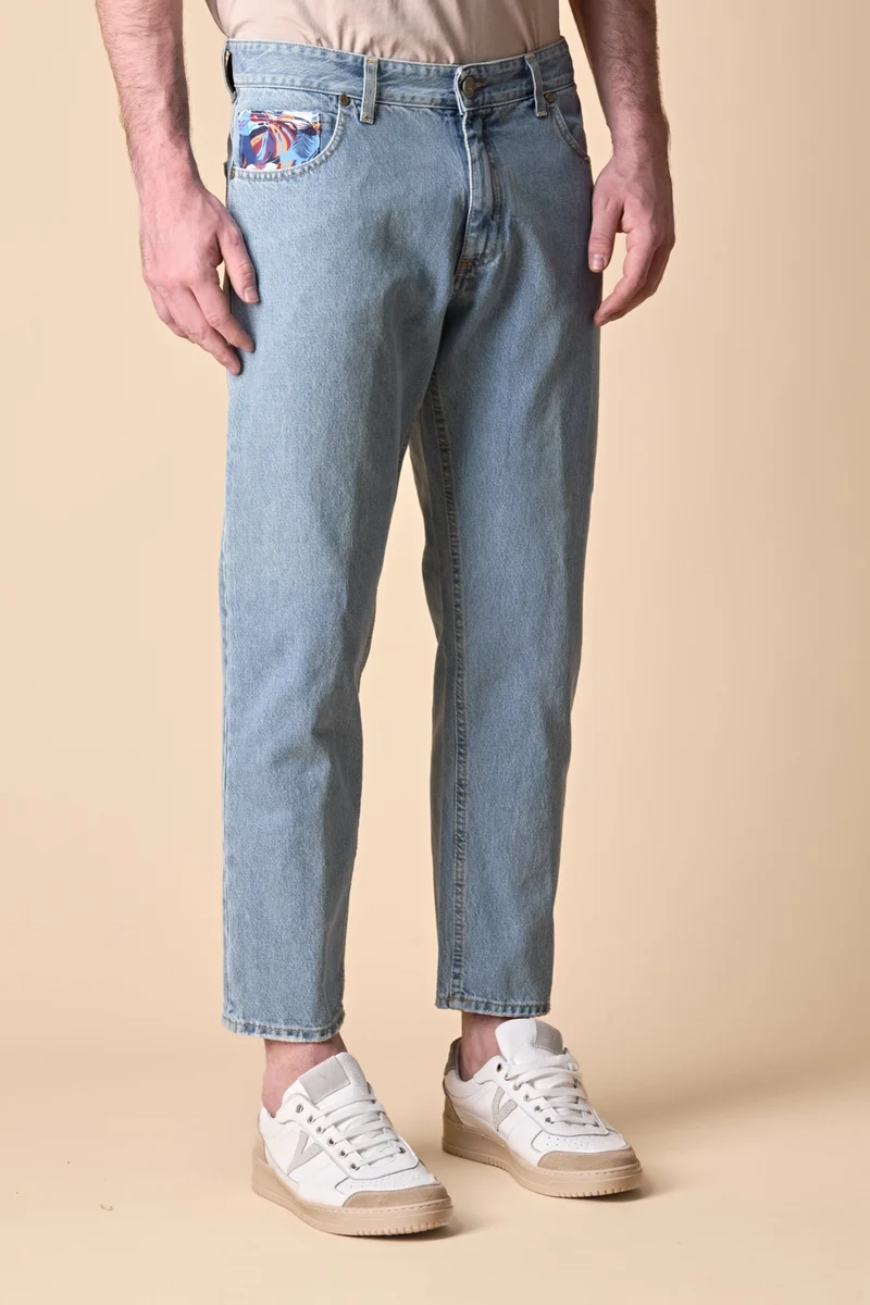 DETROIT - Jeans Loose Fit - Azzurro con salpa e taschino in tessuto V2