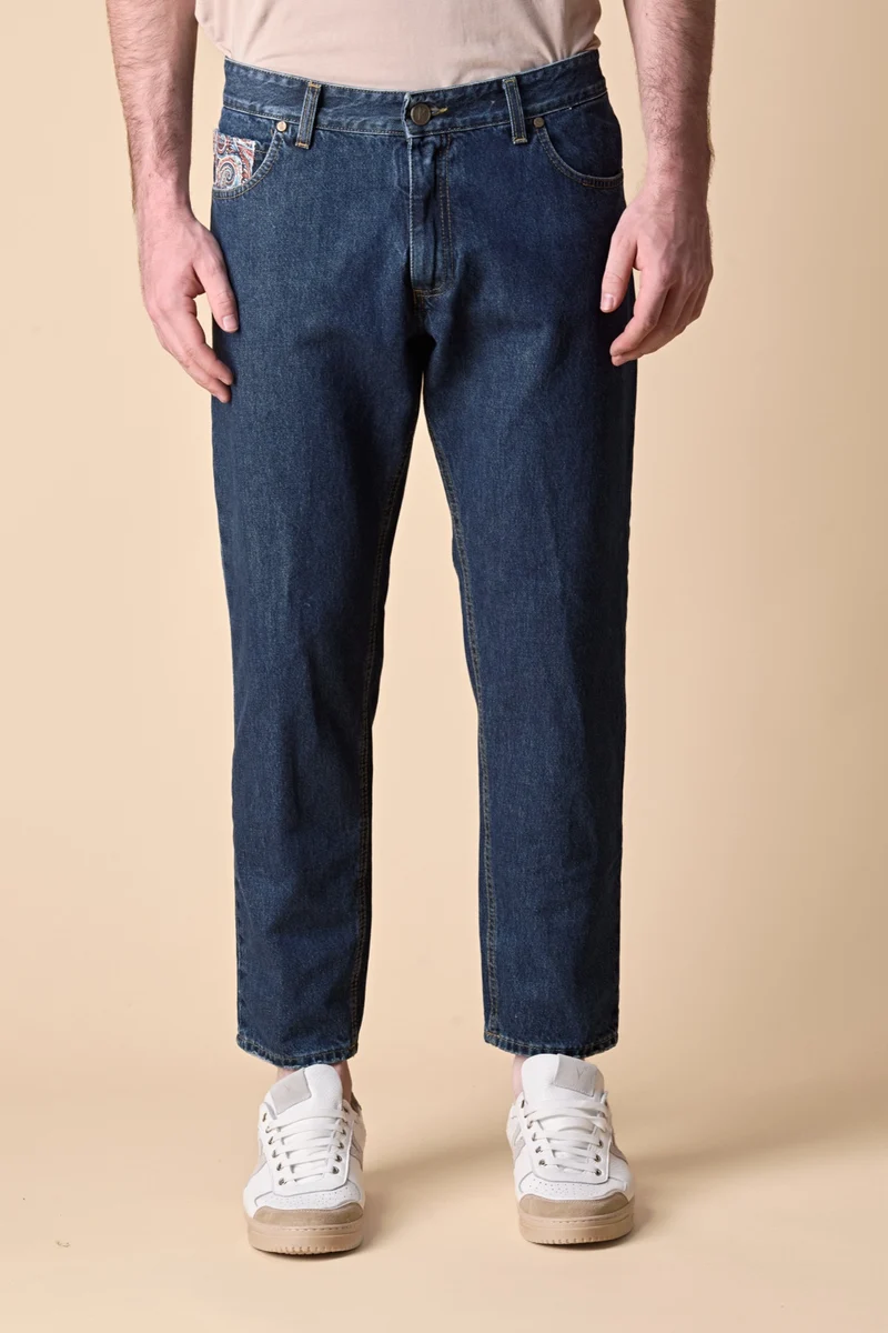 DETROIT - Jeans Loose Fit - Blu con salpa e taschino in tessuto V2