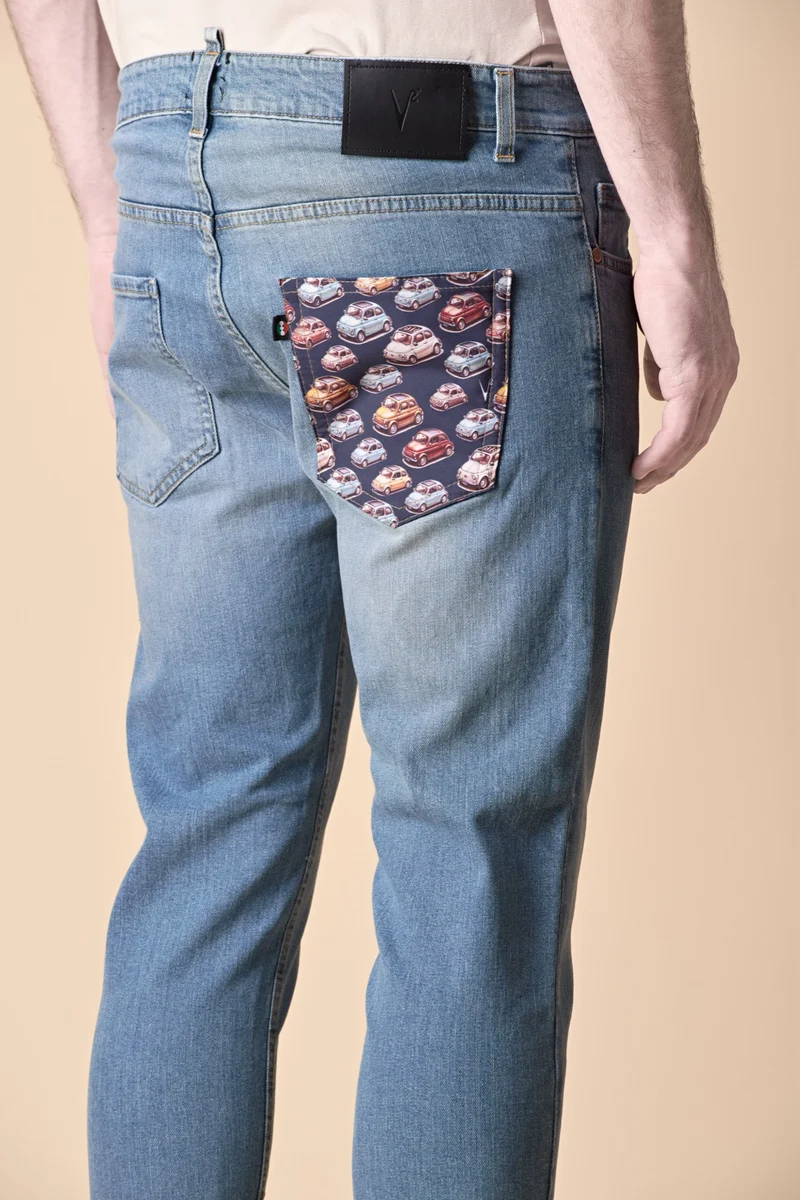 NEW YORK - Jeans Slim Fit - Azzurro con Tasca in tessuto V2