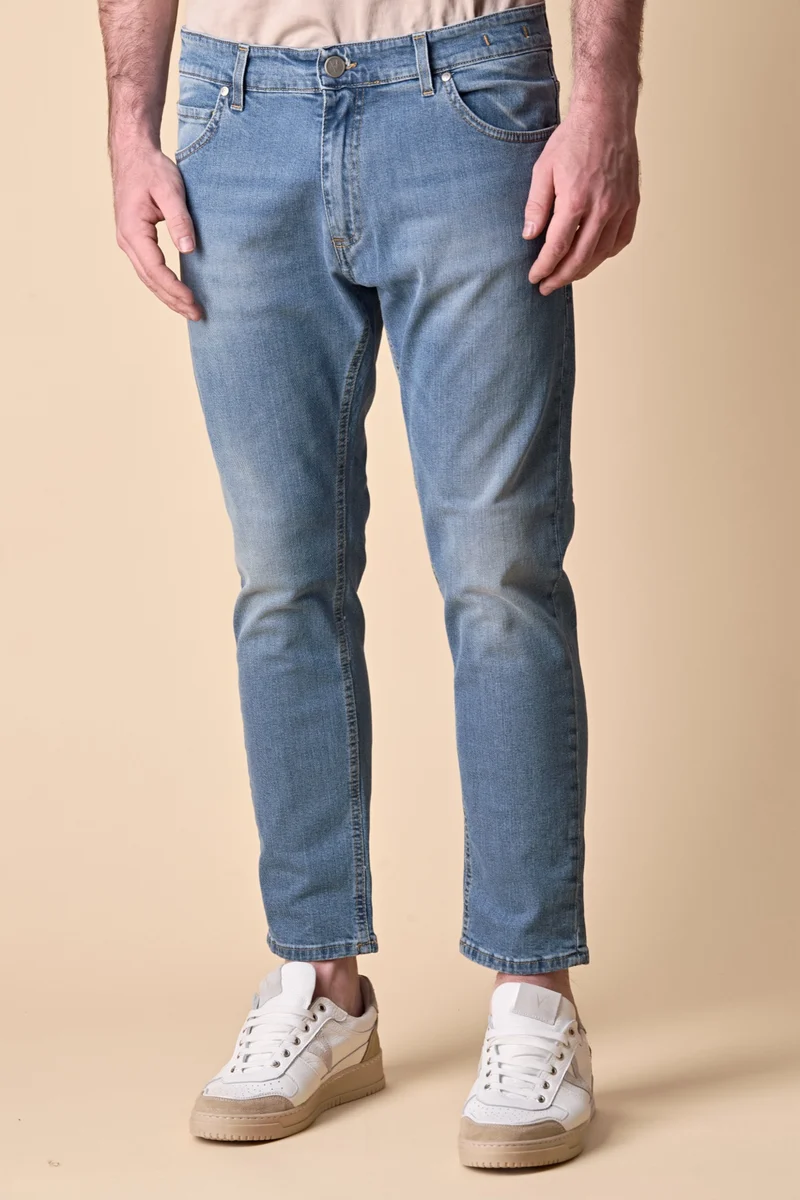 NEW YORK - Jeans Slim Fit - Azzurro con salpa in tessuto V2