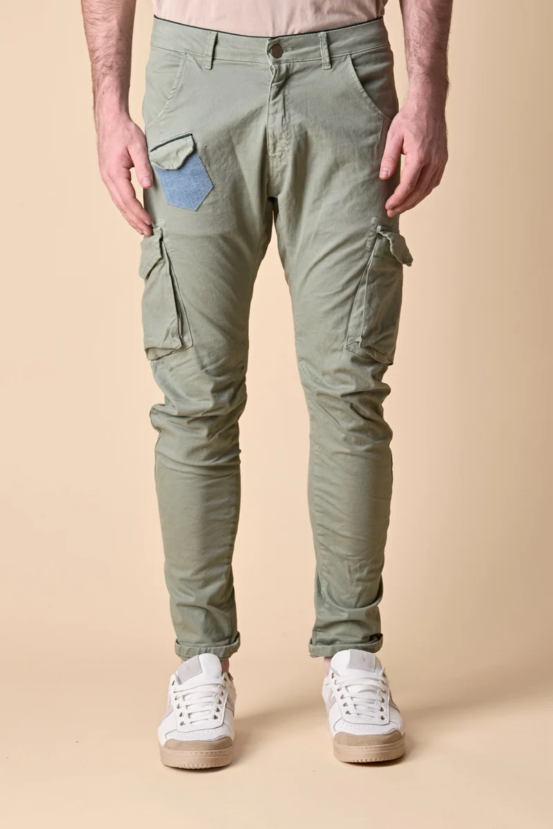 TEXAS - Cargo Pesto con patch frontale e salpa in tessuto V2