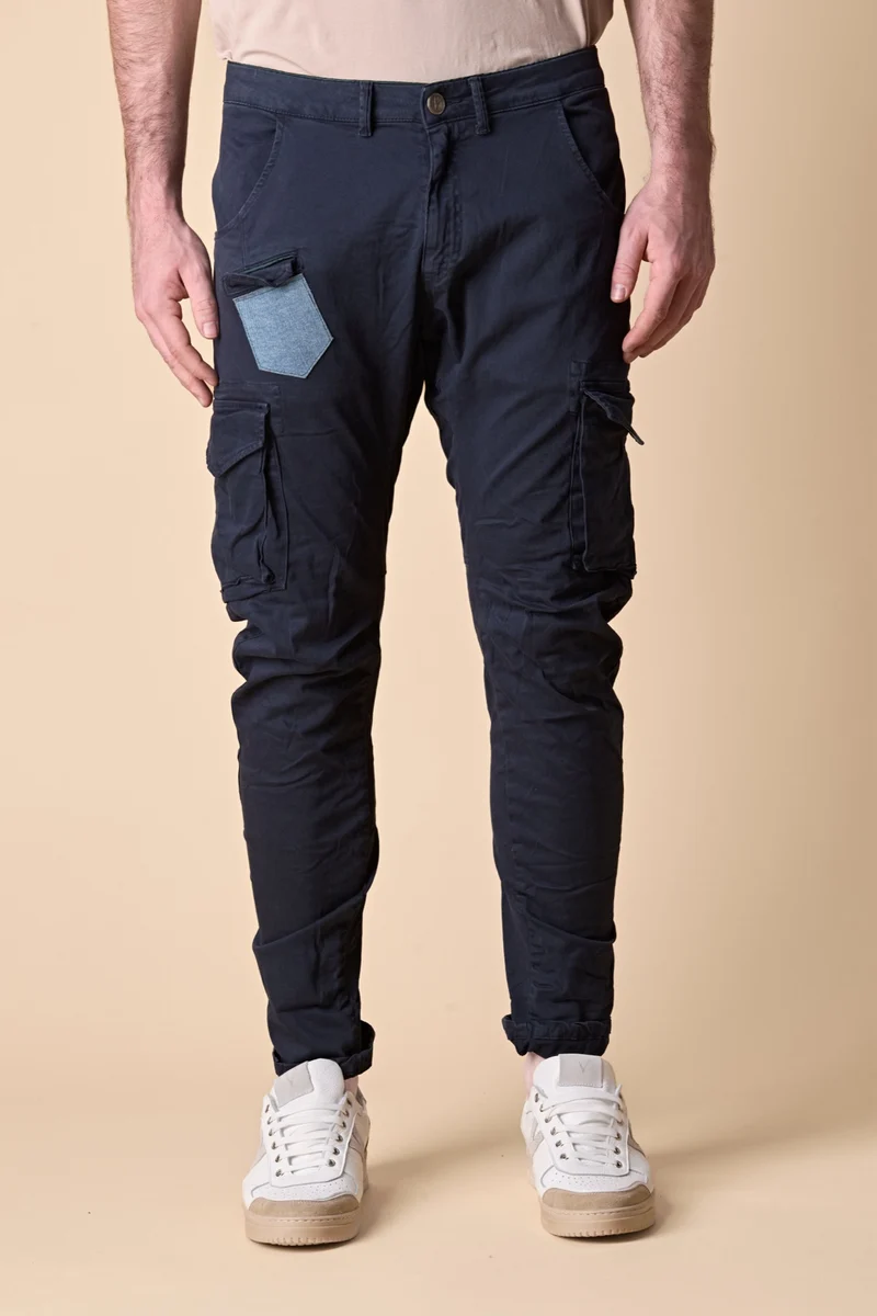 TEXAS - Cargo Blu con patch frontale e salpa in tessuto V2
