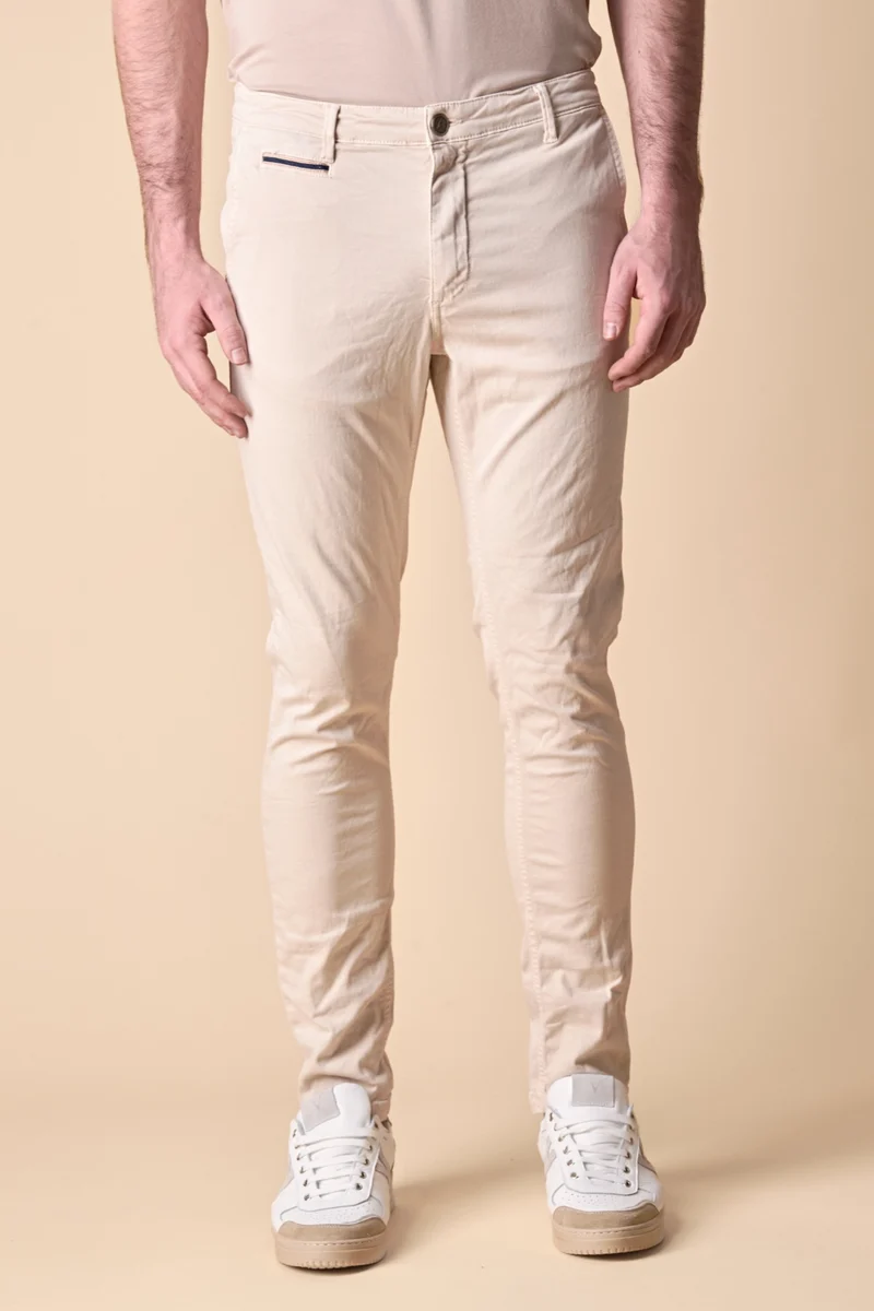 ROMA - Chino in cotone elasticizzato Panna con Salpa in tessuto V2