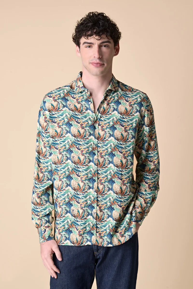 Camicia Stampa All-Over Japan Fenice
